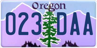 OR license plate 023DAA