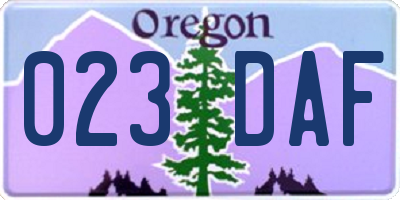 OR license plate 023DAF