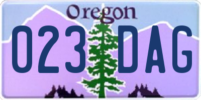 OR license plate 023DAG