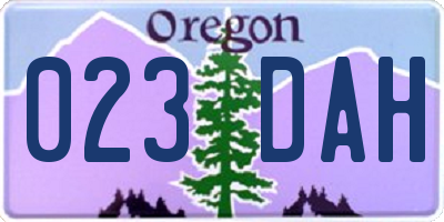 OR license plate 023DAH
