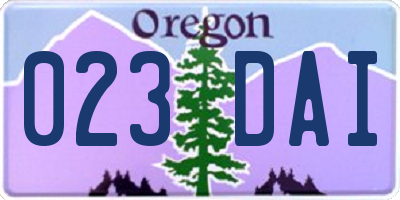OR license plate 023DAI