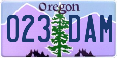 OR license plate 023DAM