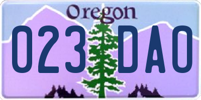 OR license plate 023DAO