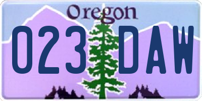 OR license plate 023DAW