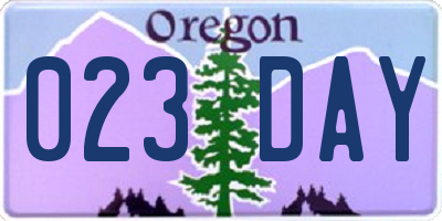 OR license plate 023DAY