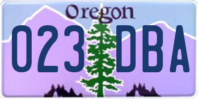OR license plate 023DBA