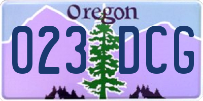 OR license plate 023DCG