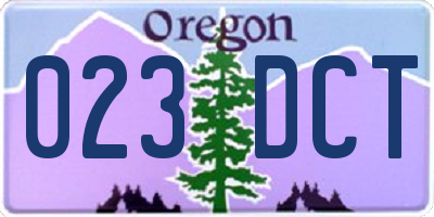 OR license plate 023DCT