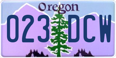 OR license plate 023DCW