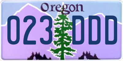 OR license plate 023DDD