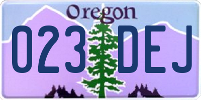 OR license plate 023DEJ