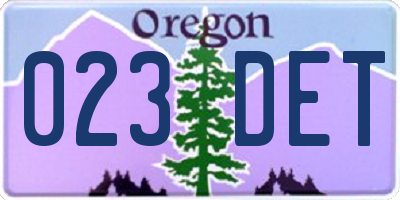 OR license plate 023DET