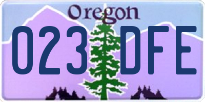 OR license plate 023DFE