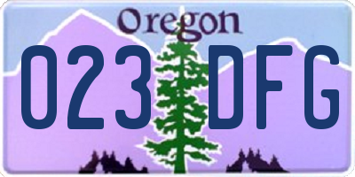 OR license plate 023DFG