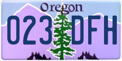 OR license plate 023DFH