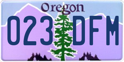 OR license plate 023DFM