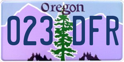 OR license plate 023DFR