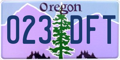 OR license plate 023DFT