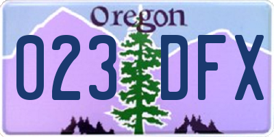 OR license plate 023DFX