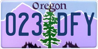 OR license plate 023DFY