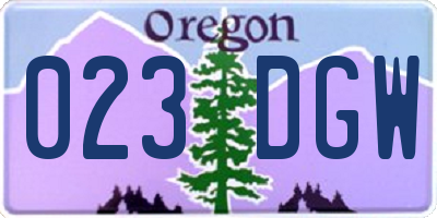 OR license plate 023DGW