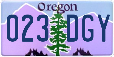 OR license plate 023DGY