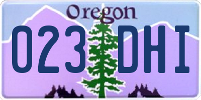OR license plate 023DHI