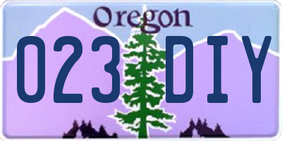 OR license plate 023DIY