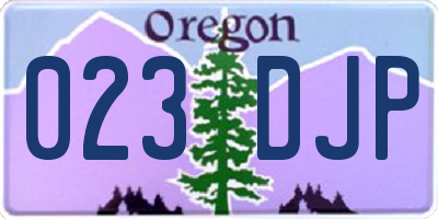 OR license plate 023DJP