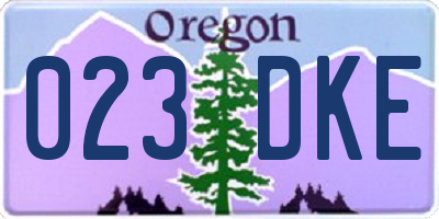 OR license plate 023DKE