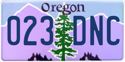 OR license plate 023DNC