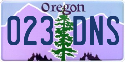 OR license plate 023DNS