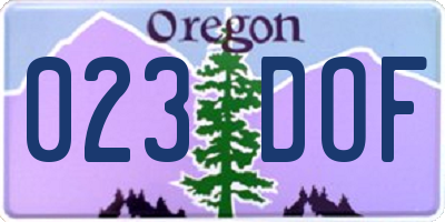 OR license plate 023DOF