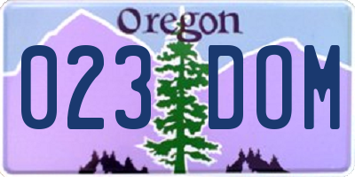 OR license plate 023DOM
