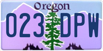 OR license plate 023DPW