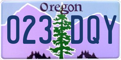 OR license plate 023DQY