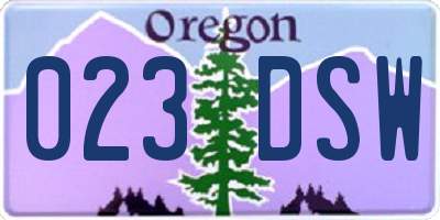 OR license plate 023DSW