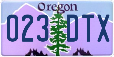 OR license plate 023DTX