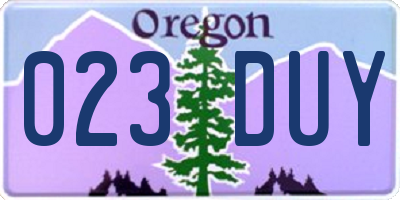 OR license plate 023DUY