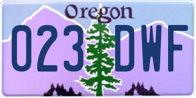OR license plate 023DWF