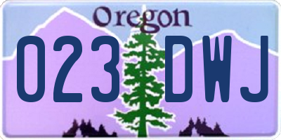OR license plate 023DWJ
