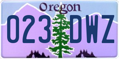 OR license plate 023DWZ