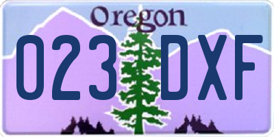 OR license plate 023DXF