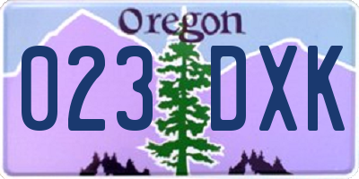 OR license plate 023DXK