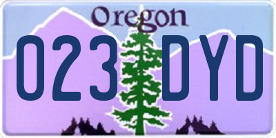 OR license plate 023DYD
