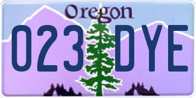 OR license plate 023DYE