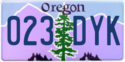 OR license plate 023DYK