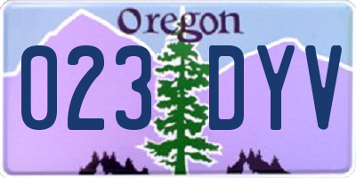 OR license plate 023DYV