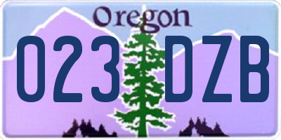 OR license plate 023DZB