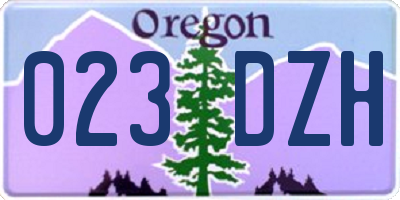OR license plate 023DZH
